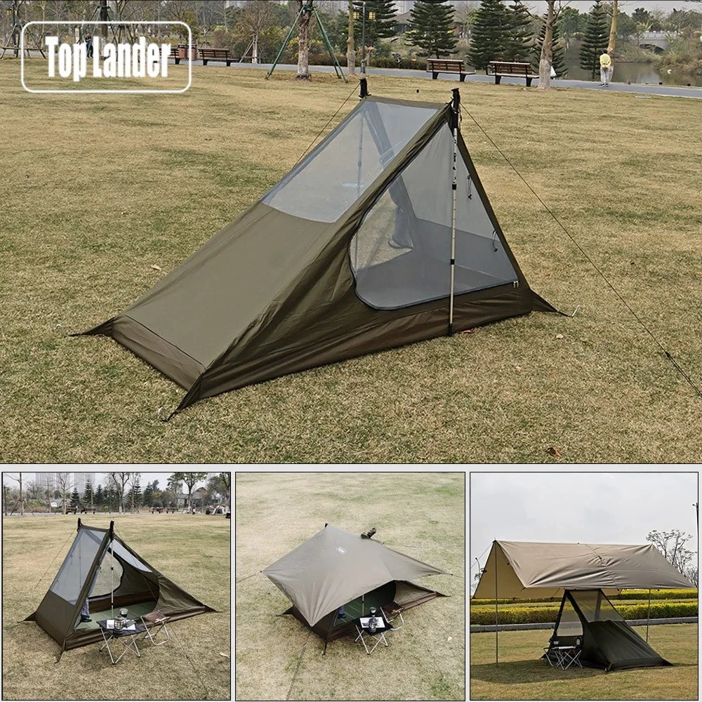 Mesh Trekking Pole Tent Ultralight Solo Tarp Shelter 1 Person Hiking Top Quality
