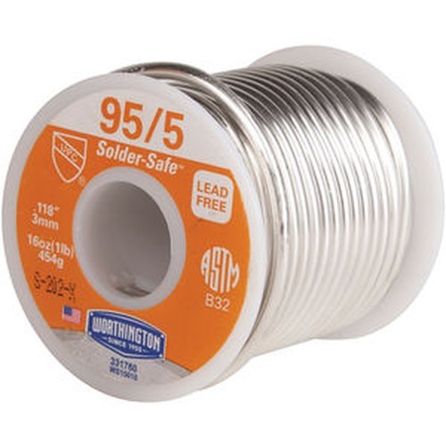 LINCOLN ELECTRIC 331760 95/5 .118 1# Spool Plumbing Solder