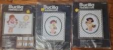 Vintage Bucilla Needlecraft Set Of 3 - 15 X 18 Crewel Needlepoint Sets