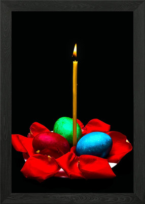 Osterkerze bemalt Eier gerahmt Wandbild Poster Leinwanddruck Bild