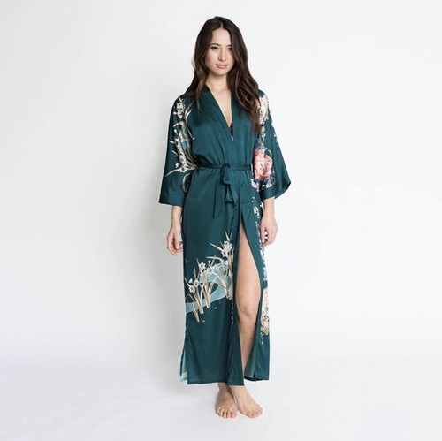 KIM + ONO SPRING FLORAL LONG KIMONO ROBE Polyester