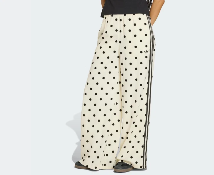 Adidas Satin Polka Dots Wide Leg Pant Trousers Off White Size XS-XL KV1168