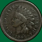 1864 Bronze Indian Head Cent Fine F Coin #40498
