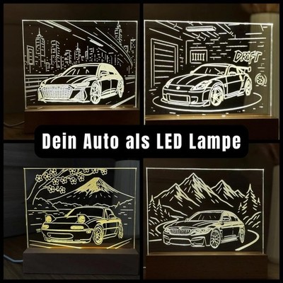 Alfa Romeo Deko Lampe personalisiert - Auto + Hintergrund, Geschenk für Autofans