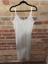 Vintage Vanity Fair White Slip Silky 36 Nylon Lingerie Long Gown