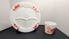 Vintage Pyrex Child’s Circus Themed 2 Piece Set Milk Glass  Plate 9.5", Cup 4.5"