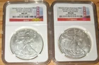 LOT of 2 /2013-2014  1 Oz NGC Early Release Silver American Eagles