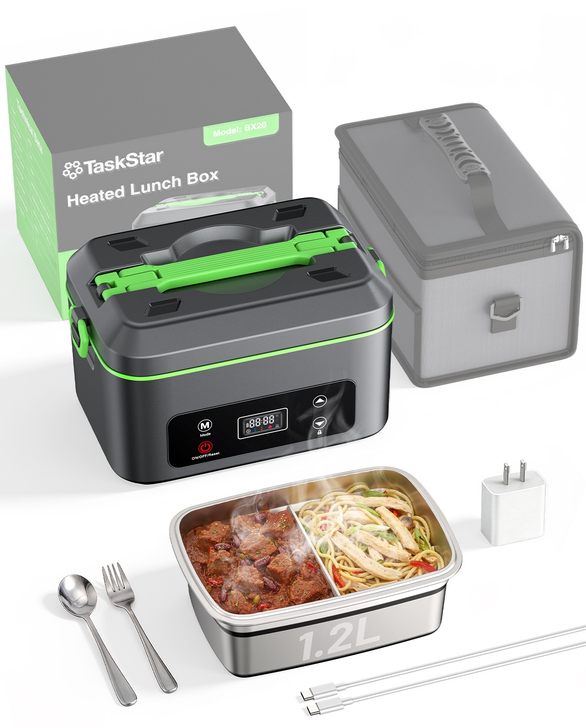 Heated Lunch Box 12000mAh Cordless Electric Food Warmer Hot Rapid Meal Container