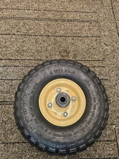 4.10/3.50-4 Wheelbarrow Hand Tire Yellow Hub 300lb Load Tube Type