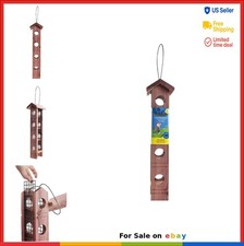 Wild Bird Suet Feeder Cedar 4 Plug Capacity Metal Mesh For Woodpeckers