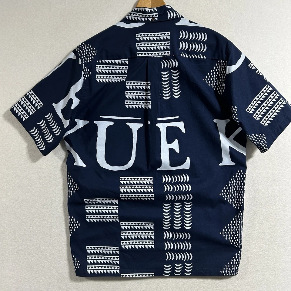 Sig Zane KŪ’E Hawaiian Aloha Shirt Mens M Pullover Button Collar Blue White RARE - Image 2 of 4