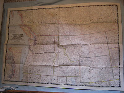VINTAGE NORTHWESTERN UNITED STATES & CANADA MAP National Geographic June 1950