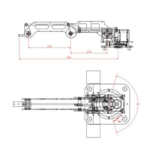 3DOF Industrial Robotic Arm 3-Axis Mechanical Arm w/ Geared Motors Load 2.5KG xr - Photo 4/8