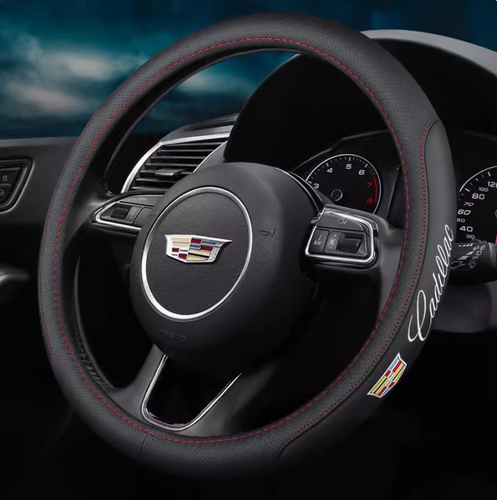 15" PU Leather+Carbon fiber Steering Wheel Cover For 1903-2025 Cadillac All Cars - Picture 13 of 15