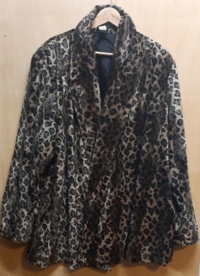 3K Fashion Vintage Womens XXL Leopard Animal Print Open Cardigan