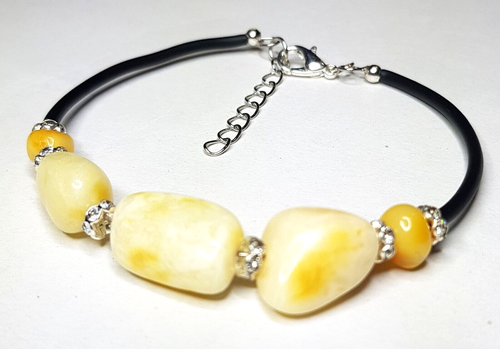 PULSERA DE SEÑORA DE ÁMBAR BÁLTICO REAL amarillo - color blanco - Imagen 6 de 9