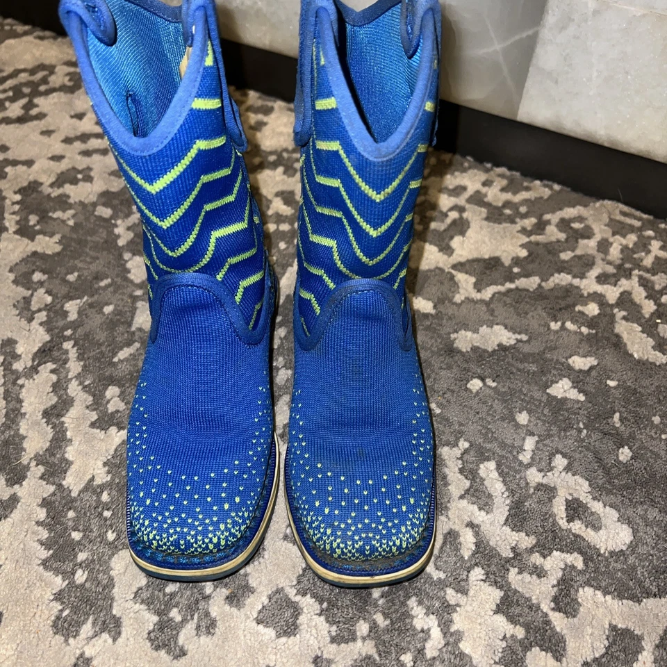 Botas de Vaquero Laredo Niños Ziggy Perform Air Punta Cuadrada Talla 10 Unisex Azul Verde Foto 3 de 4