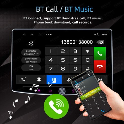Single 1DIN Rotatable 10.1" Android 12 Carplay Car GPS Stereo Radio WIFI Player - Picture 7 of 16