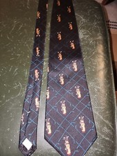 Oscar De La Renta Necktie Blue Checkered with Golf Clubs and Bag (Made In USA)