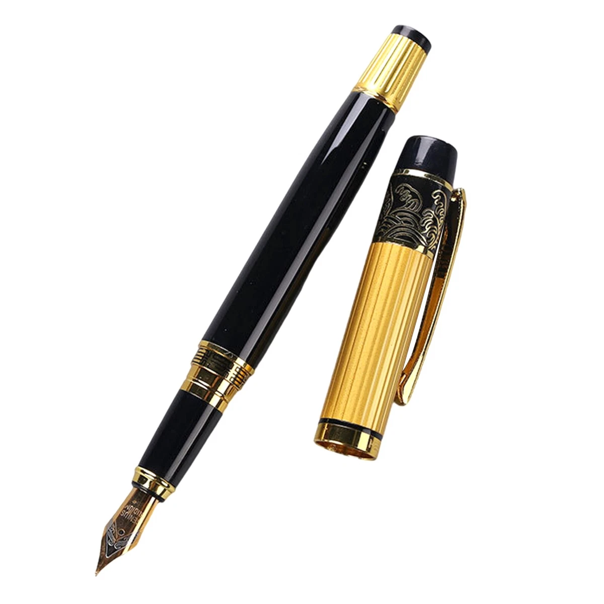 Luxury Fountain Pen Medium Nib Business Gift Black Golden Ink Pen