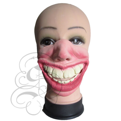 Half Face Comedy Funny People Big Toothy Grin Face Stag Hen Fancy Latex  Mask | eBay