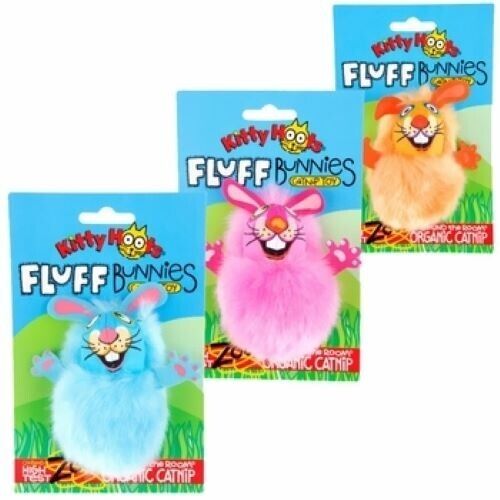 FAT CAT Fluff Bunnies Catnip Toy ~ Assorted Colors - Afbeelding 1 van 4