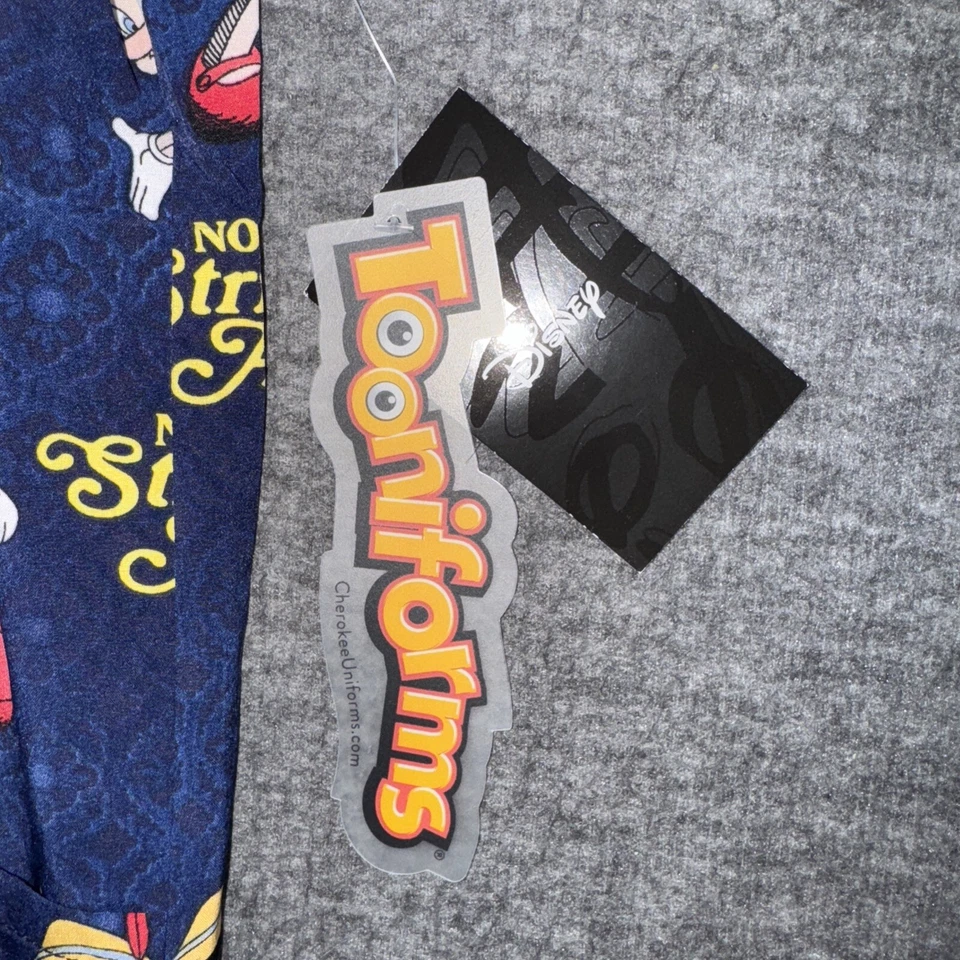 Pinocchio Cherokee Scrubs Disney Tooniforms Mens V Neck Top Sz Small NEW - Image 2 of 4