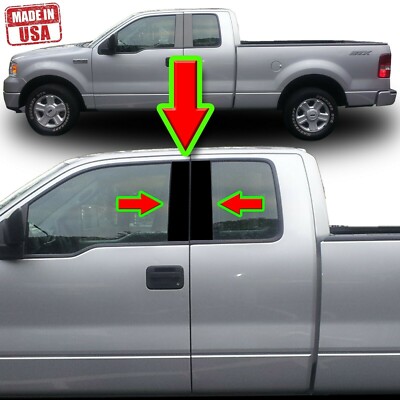 Black Pillar Trim for Ford F150 04-14 (EXTENDED/SUPERCAB) 4pc Set Door Trim
