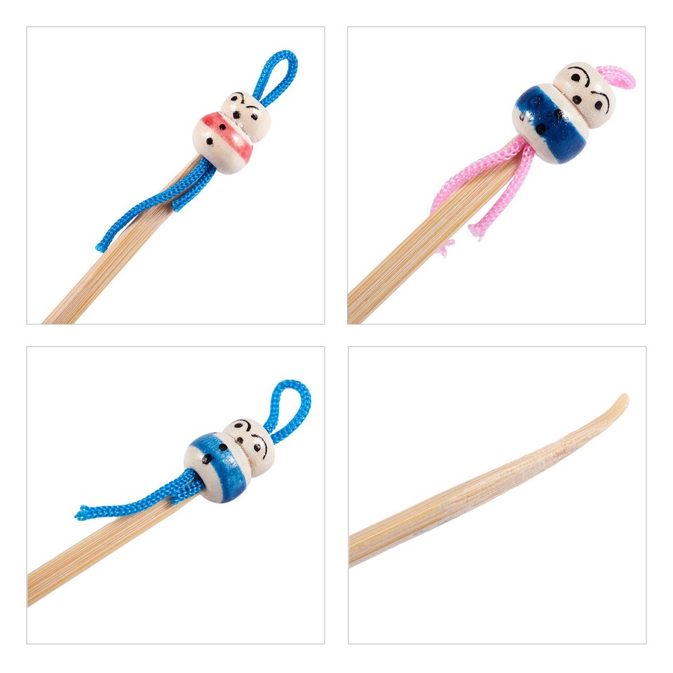 Tricolor China Doll Decor Wooden Earwax Remover Ear Picks 6 Pcs