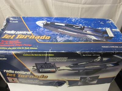 Vintage Nikko Jet Tornado Remote Control Boat with Original Box Water Toy