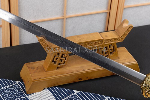 Alloy Gold Dragon Fittings Chinese Sword With Tassels Folded Steel Sharp Blade - Picture 6 of 12