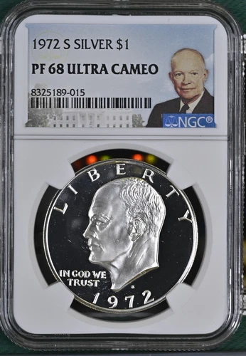 1972 S Silver Eisenhower Dollar $1 NGC PF 68 Ultra Cameo