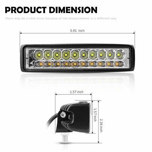 2X 6 pulgadas LED barra de luz de trabajo punto de inundación conducción lámpara antiniebla doble color blanco y ámbar - Imagen 5 de 10
