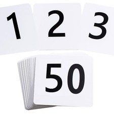 1-50 Double Sided Table Numbers, 3.7" x 4" Inch, White
