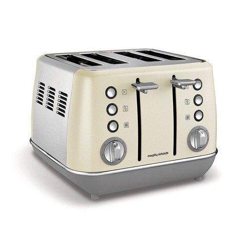 Morphy Richards Evoke Cream 4 Slice Toaster Wide Slot S/Steel 240107