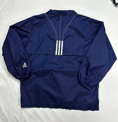 Adidas Boys Medium Jacket Blue Windbreaker 3 Stripes Logo 38” Waist M 10-12 - Picture 3 of 15
