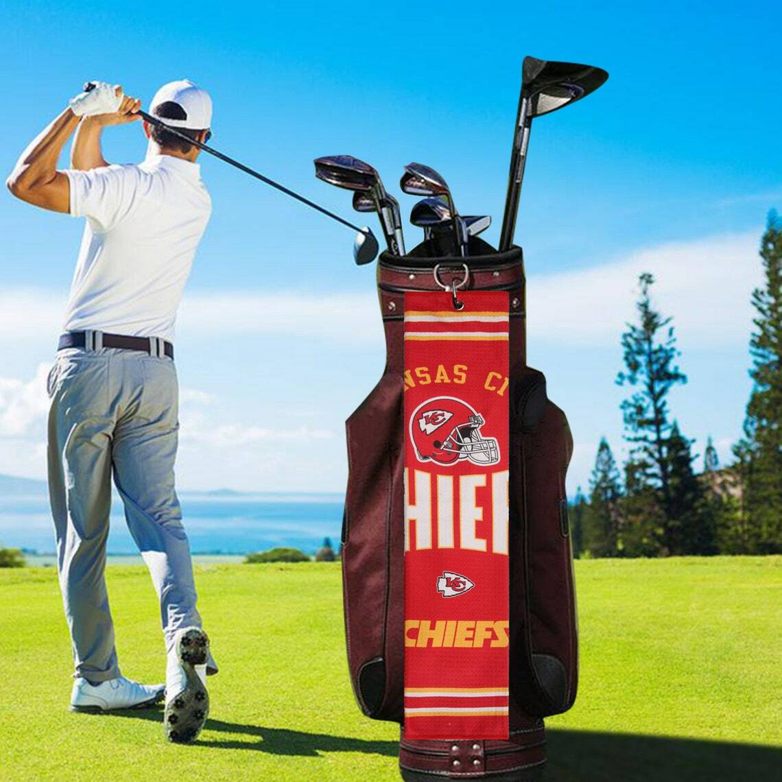 Kansas City Chiefs NFL Golf Towel Microfiber Waffle Pattern Unisex Tri