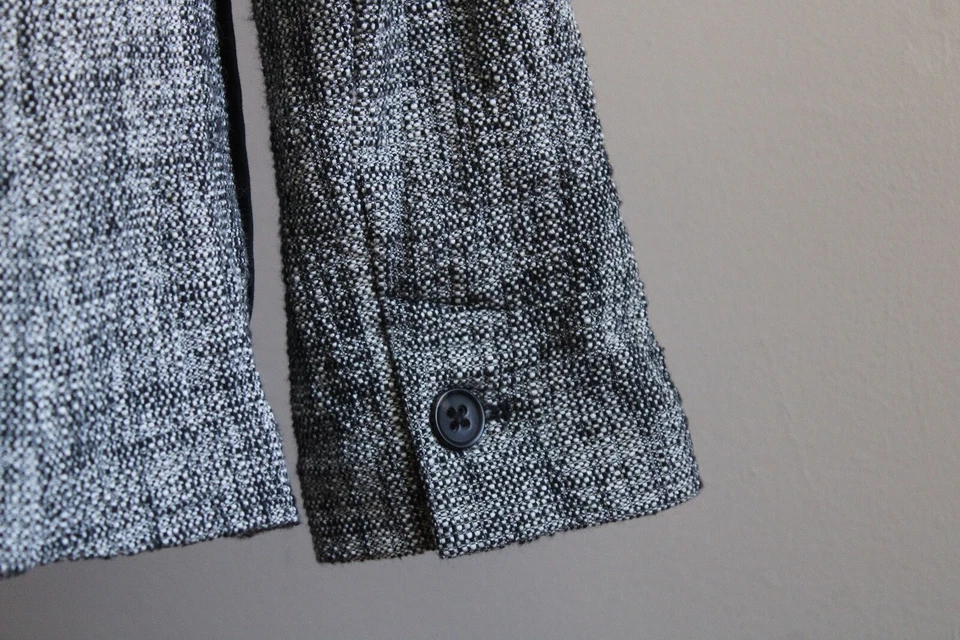 Chaqueta Blazer Cartonnier Anthropologie 8 Gris Tweed Mezcla Algodón Un Botón Foto 4 de 4