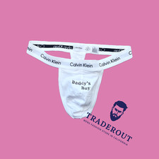 Daddy's Boy custom embroidery men White classic cotton thong underwear