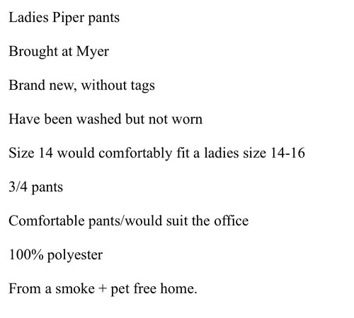 Piper Stress Bohemian Dress Pants Black Wide Legs Size 14 - Picture 8 of 8
