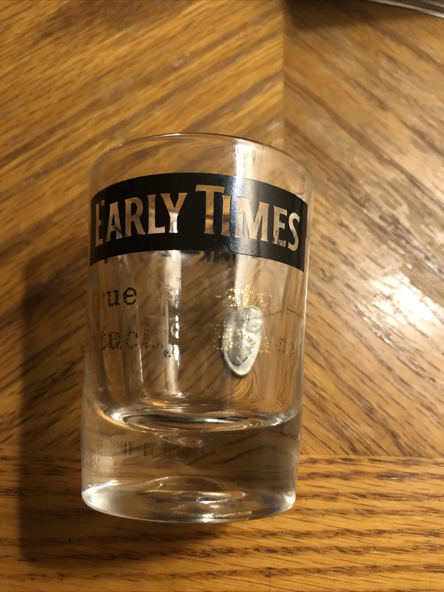 Vintage Early Times Whiskey Gold Gilt Mans Drink Measuring Cup 2 oz Shot  Glass