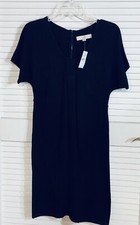 LOFT Black Knit Dress V Neck Small Women NWT