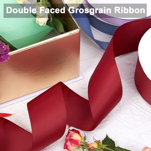 Gold 5/8" X 50 Yards Solid Color Double Faced Grosgrain Ribbon for Gifts Wrap... - Picture 4 of 7