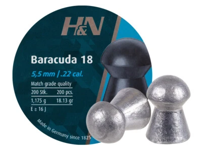 H&N Baracuda 18 Match Grade 200 Count DOMED 5.5mm .22 Caliber Pellets GERMANY