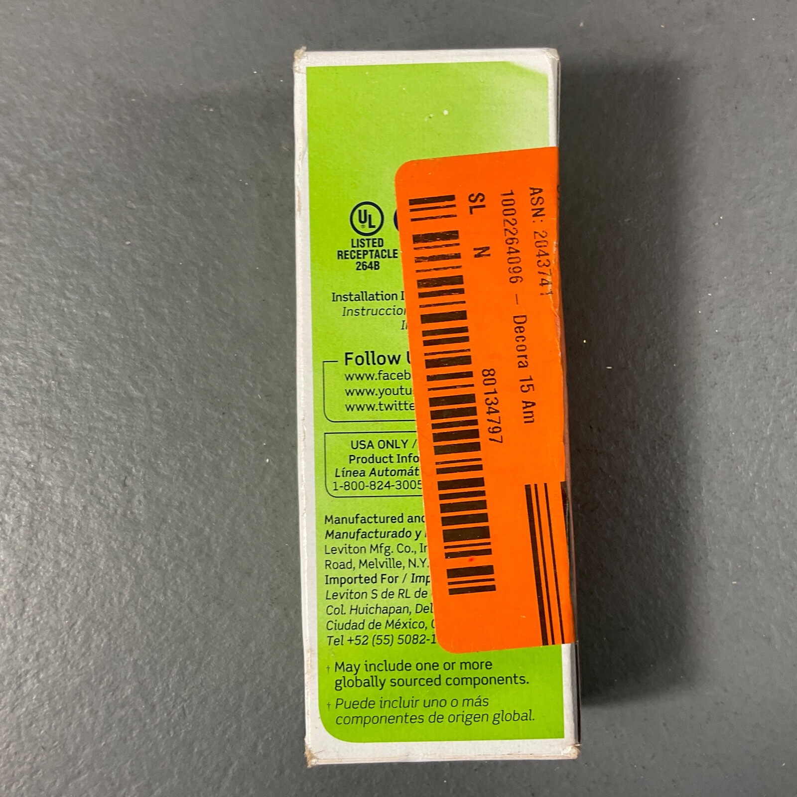 Leviton Decora 15 Amp Residential Grade Self Grounding Duplex Outlet