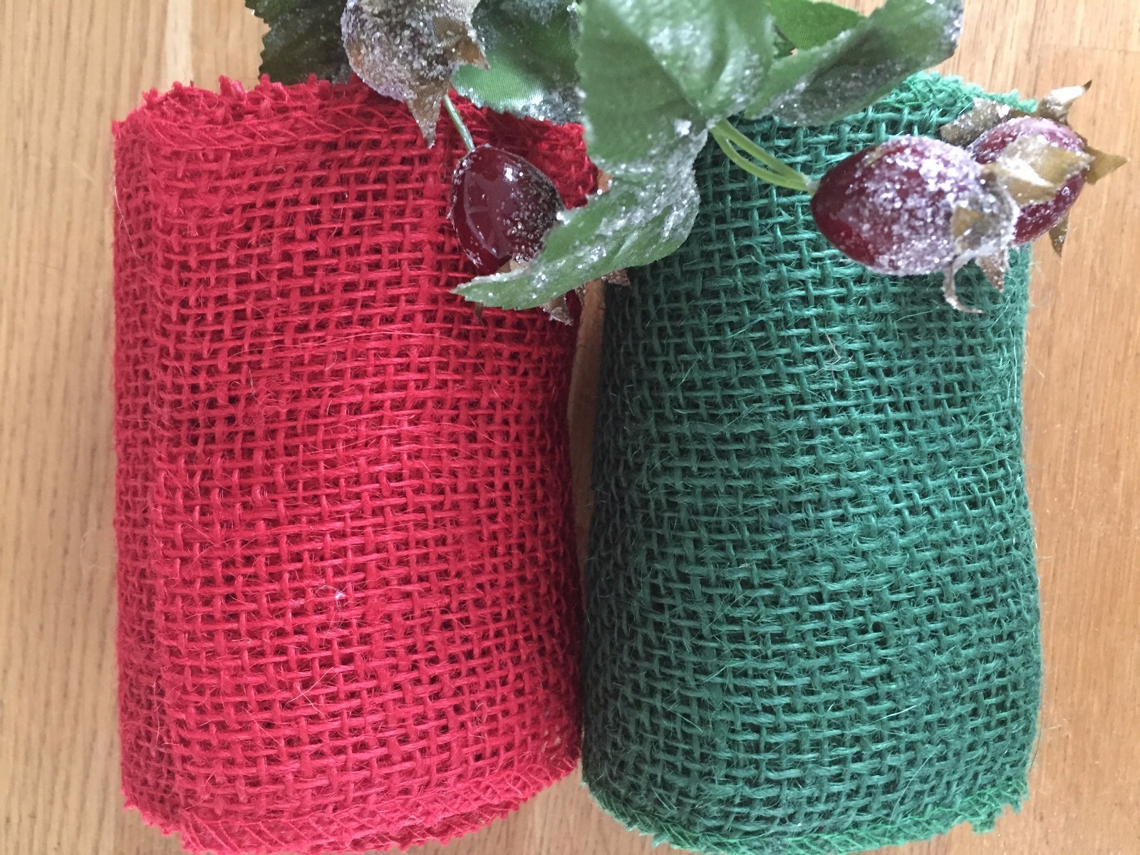Green Hessian, 5 metre roll of 5"" 16ft Festive Hessian Burlap Jute Fabric Ribbon