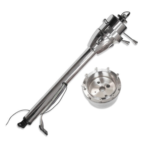 Chrome 28" Tilt Automatic Steering Column w/ 9 Holes Adapter No Key Hot Rod GM - Bild 2 von 5