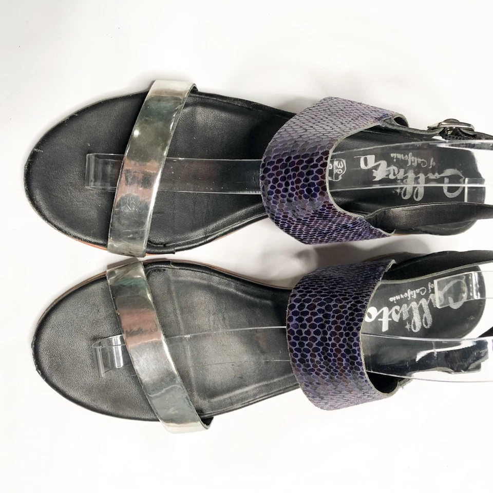 Callisto 女式凉鞋粗跟黑色扣蛇皮露背扣 8 — 第 3/4 张图片