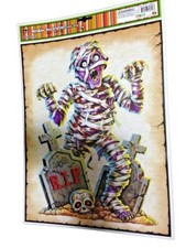 Haunted House Horror Props CREEPY DECAL CLING Halloween Decorations-MUMMY GRAVES