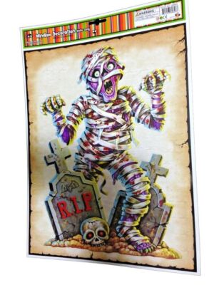 Haunted House Horror Props CREEPY DECAL CLING Halloween Decorations-MUMMY GRAVES